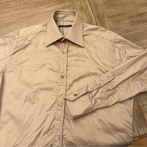 Vintage Gucci Mens S 38/15 Button Up Dress Shirt Brown 100% Cotton